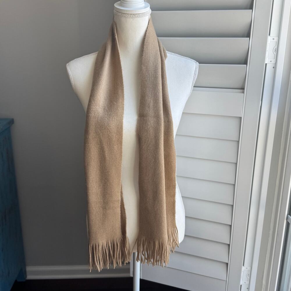 Vintage GAP Scarf Camel Tan Fringe Made in Japan